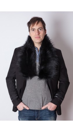 Black raccoon fur scarf - unisex